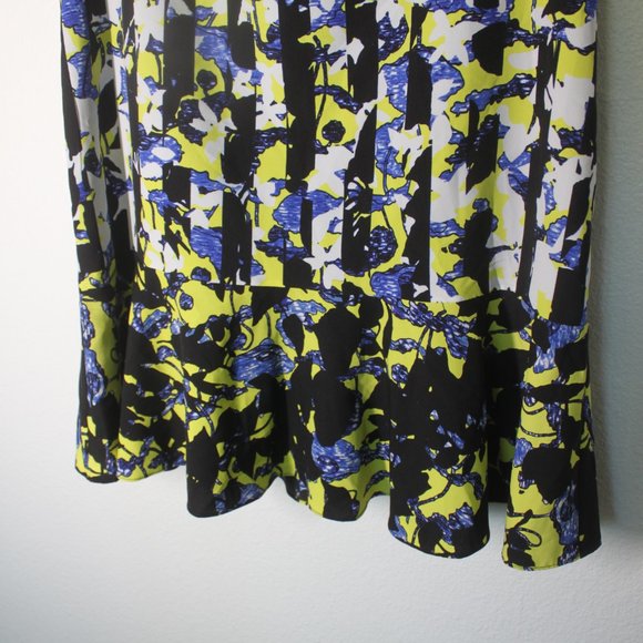 Peter Pilotto Target Dress Striped floral Spring Flounce Hem Shift - Size Medium - Picture 5 of 8